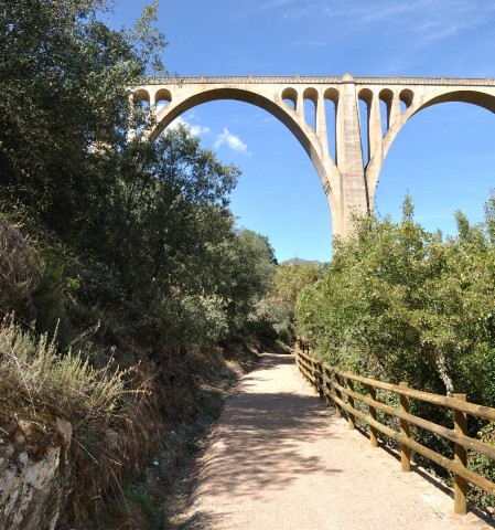 Vía pecuaria que pasa por debajo de un acueducto