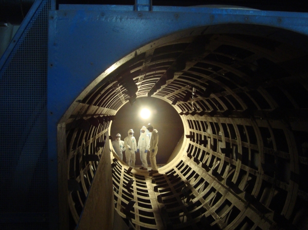 Workers examining the plant