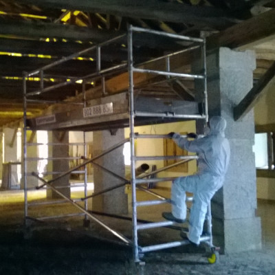 Worker examining the facilities.