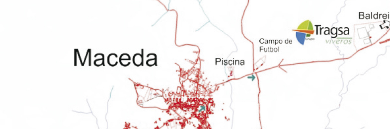 Mapa cómo llegar al Vivero de Maceda desde el Municipio