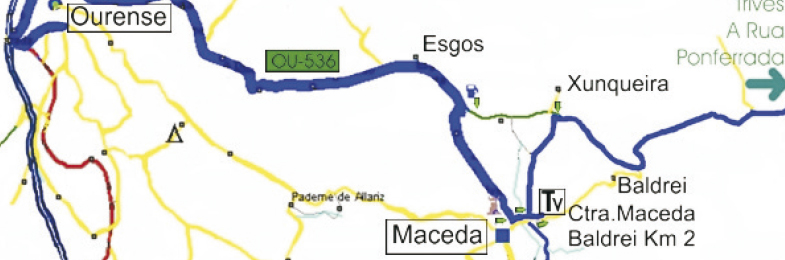 Mapa como llegar al Vivero de Maceda desde Provincia