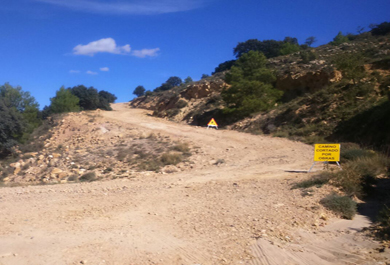 Caminos agrarios afectados por las lluvias torrenciales. 