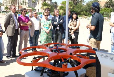 Detalle de drone durante la prueba piloto