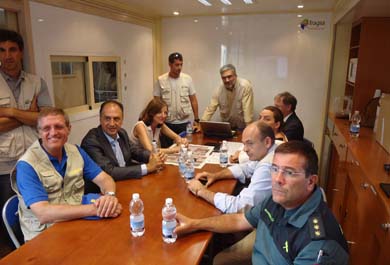 Representantes del Grupo Tragsa durante el ejercicio de simulación