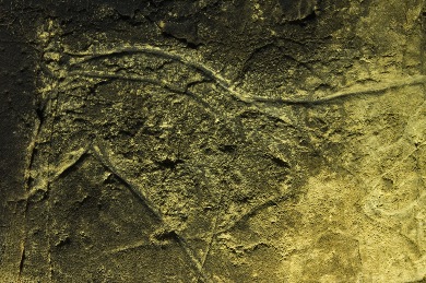 Grabado de un caballo en el interior de la Cueva de los Casares