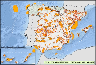 Mapa de Zonas de Especial Protección para las Aves en España