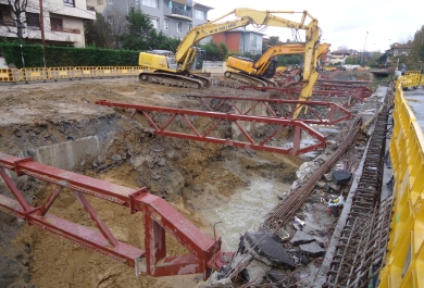 Excavaciones y apuntalamientos de muros pantalla Gobela