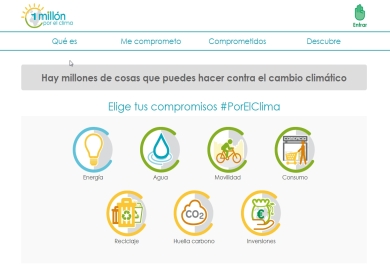 pantallazo web www.unmillonporelclima.es